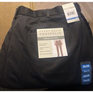Perry Ellis Portfolio Premium Flex Twill Pants Sz 38x29 Mens Expandable Waist *